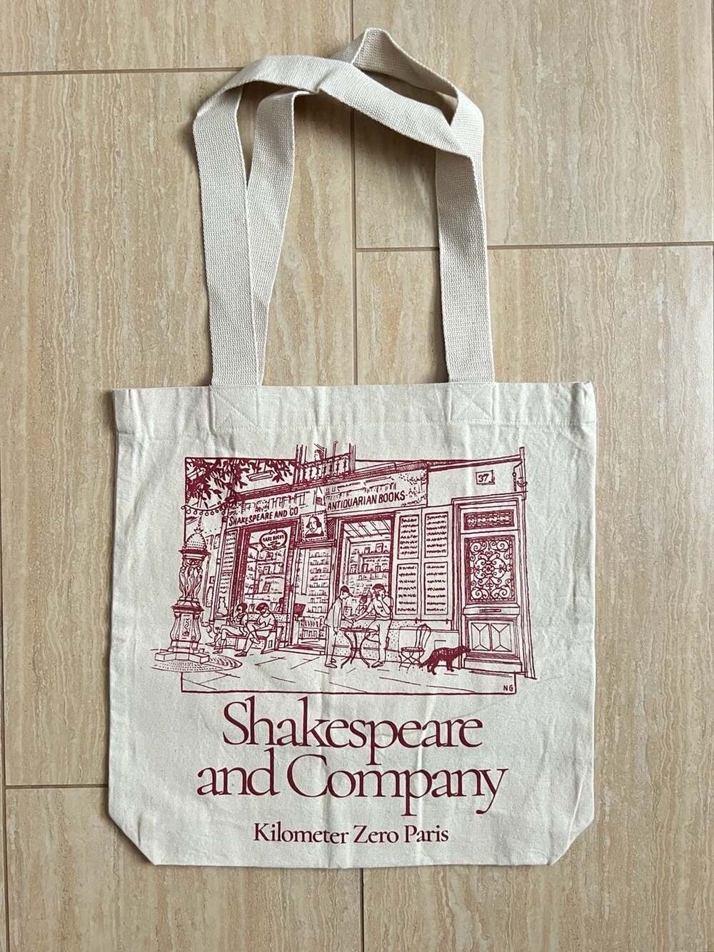 Shakespeare and Company Paris Bookstore Canvas Tote Bag Burgundy- New